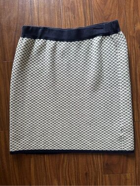 Moussy Cream Knit Pencil Skirt with Navy Trim